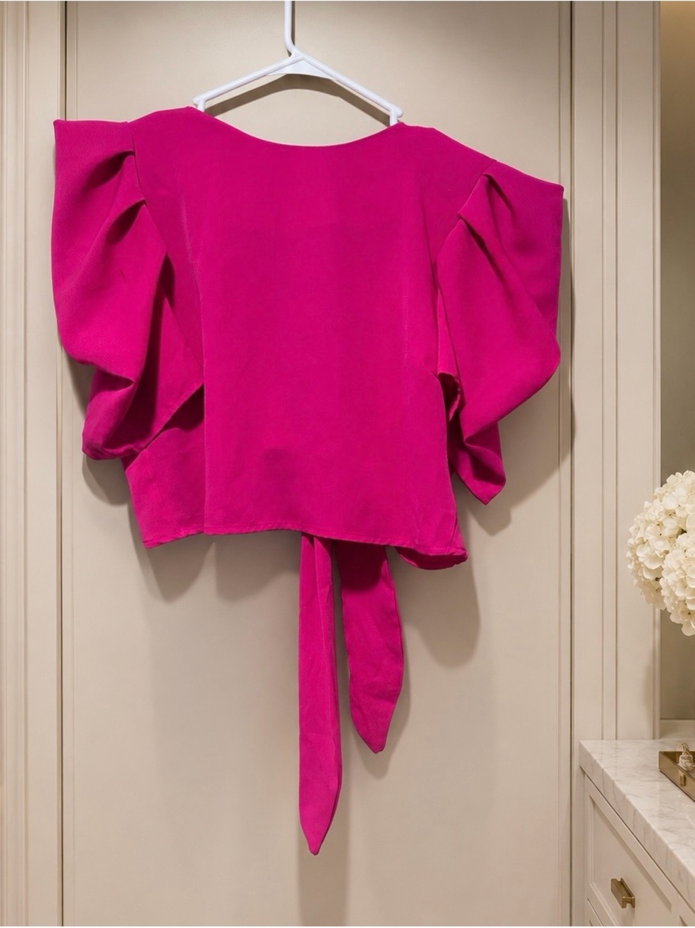 TCEC Fuschia Crop Top, Open/Tie back size L